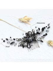 Retro Style Black Crystal Wedding Hair Comb