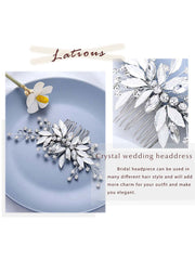 Silver Leaf Rhinestone Wedding Hair Comb