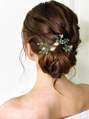 3-Pack Emerald Green Rhinestone Gold Foil Hairpins