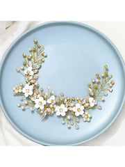 Vine White Flower Crystal Bridal Headdress