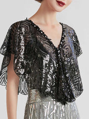 Black Sequin Cape Mesh Cover-Up