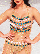 Rhinestone Top and Skirt Set - Metal Chain Crystal Set