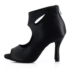 Women's Satin Open Toe Customized Heels Dance Boots JazSalsa Dancing Shoes