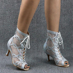 Women's Sparkling Glitter Customized High Heel Salsa JazDance Shoes Heels Dance Boots