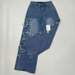 Star High-Waisted Loose Denim Pants