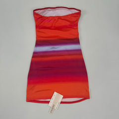 Rainbow Off-the-Shoulder Ruffled A-line Dress