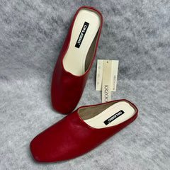 Soft leather-covered head slippers with half-soles
