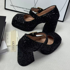 Pleated pointed-toe low-heeled shoes