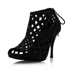 Women's Suede Crystal Customized Heel Dance Boots Salsa Shoes Ballroom Dance Shoes