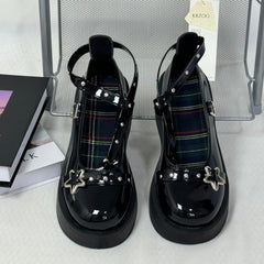 Retro small leather shoes with thick soles