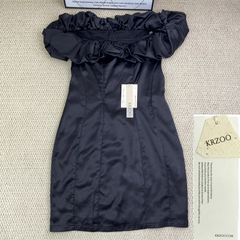 Ruffled-edge, off-the-shoulder dress