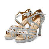 Women's Sparkling Glitter Customized Heel Ballroom Dance Shoes Latin Shoes