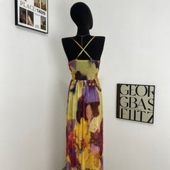 Sling Print Pleated Dress