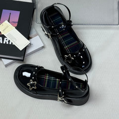 Retro small leather shoes with thick soles