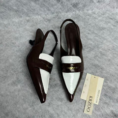 Small gold coin pointed-toe low-heeled shoes