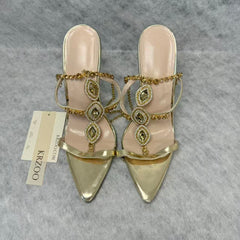 Beaded crystal heel stiletto shoes