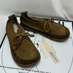 Leather lace-up low-top shoes