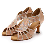 Women's Satin Customized Heel Ballroom Dance Shoes Latin Shoes