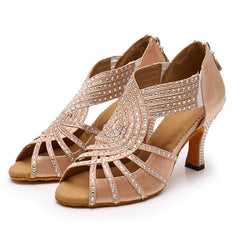 Women's Satin Customized Heel Ballroom Dance Shoes Latin Shoes