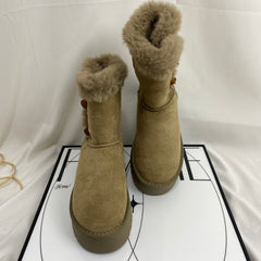 Shearling Horn-Buckled Snow Boots