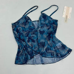Strapless sheer mesh printed babydoll top