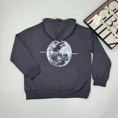 Moon print thick and warm hooded sweatshirt