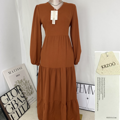 V-neck wide-sleeved dress