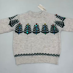 Heavy Industry Christmas Tree Plaid Knitted Sweater