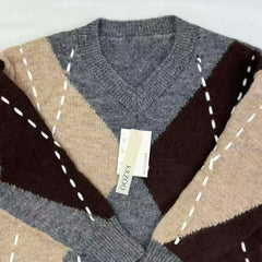 Lazy style, color-matched warm-toned sweater