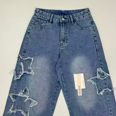 Star High-Waisted Loose Denim Pants