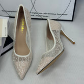 Lace netting platform heels