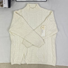 Plaid round-neck pullover sweater