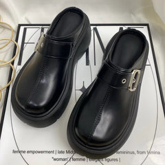 Round-Toe Casual Platform Slippers