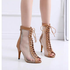 Women's Mesh 10cm Heels Dance Boots JazSalsa Dance Shoes