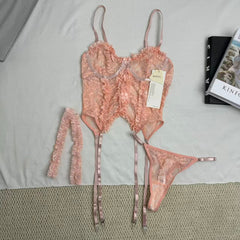 Cute Bow-Accented Sheer Slim-Fit Two-Piece Set