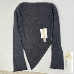 Irregularly cut, flared collar top