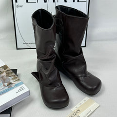 Round-toe inner high-top boots