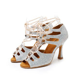 Women's Sparkling Glitter Customized Heel Salsa Dance Shoes Dance Boots