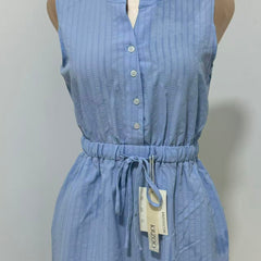 Woven Button-Front Waist-Tie Dress