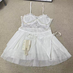 French-style lace halter dress set