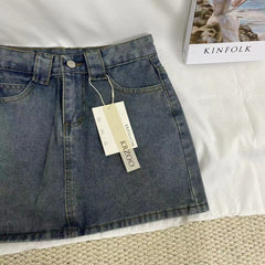 Simple Denim Half-Skirt