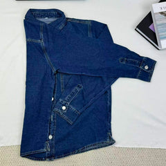 Loose-fitting long-sleeved denim jacket