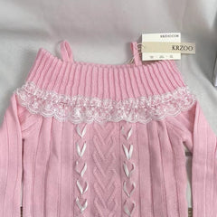 Lace-Trimmed Off-The-Shoulder Sweater