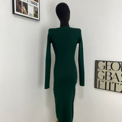 Elegant Single-Breasted Knit Dress