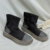 Elastic thick-soled short boots with soft bottom