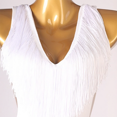 Customisable-Women's V-neck Sleeveless Performance Latin Dance Dress Dance Wear