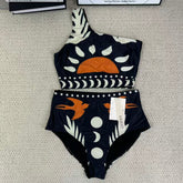 Retro printed netting swimwear
