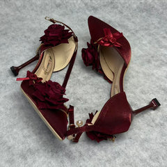 Rose pointed-toe high heels