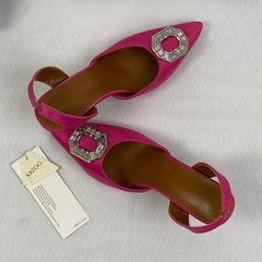 Waterdrop square buckle silk satin high heels