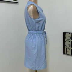 Woven Button-Front Waist-Tie Dress